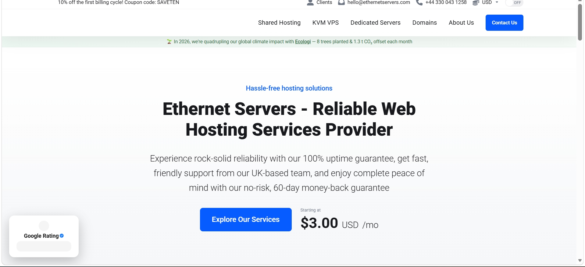 EtherNetservers：全系 10Gbps 超大带宽 KVM VPS，首单 9 折月付低至 $2.7，美国德国英国多机房可选